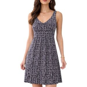 Ann Taylor LOFT Black White Floral Knit Dress Size S Sleeveless Empire Waist